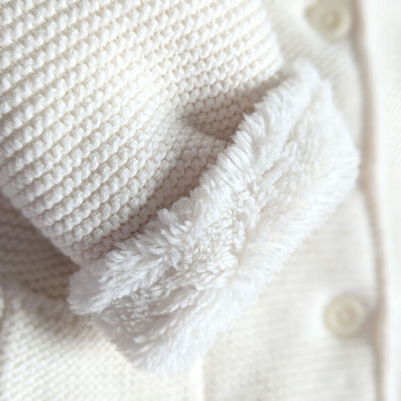 Baby Gap Ivory Sherpa Bear Ears Sweater Cardigan Jacket | Size 12-18 Months - Picture 6 of 9